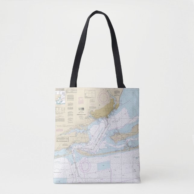 Bolsa Tote Gráfico náutico de Pensacola Bay 11383 (Frente)