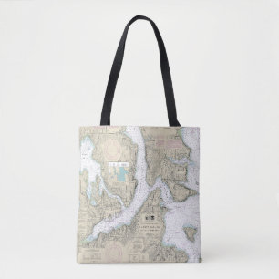 Bolsa Tote Gráfico náutico Puget Sound Seattle para Bremerton
