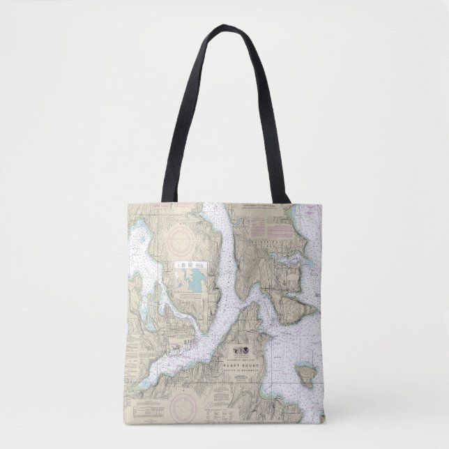Bolsa Tote Gráfico náutico Puget Sound Seattle para Bremerton (Frente)