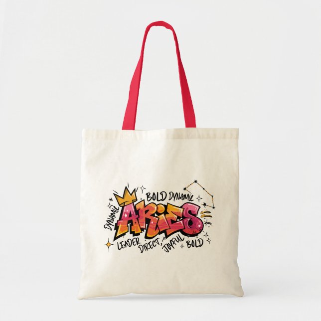 Bolsa Tote Grafite do Zodíaco de Áries (Frente)