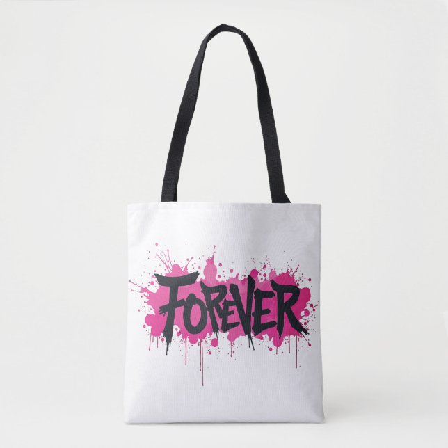 Bolsa Tote Grafite rosa quente "FOREVER" (Frente)
