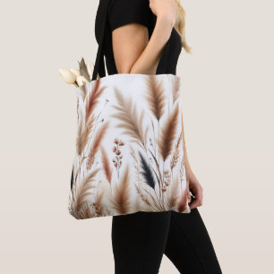 Bolsa Tote Grama das Pampas Floral Boho Moderno para Outono