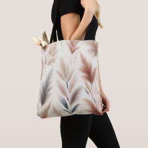 Bolsa Tote Grama das Pampas Floral Boho Moderno para Outono 