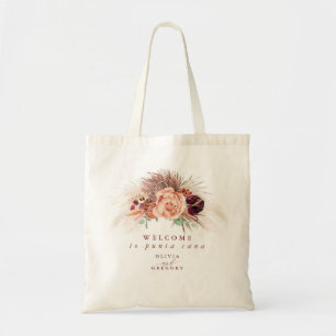 Bolsa Tote Grama das Pampas Floral Terracota Casamento