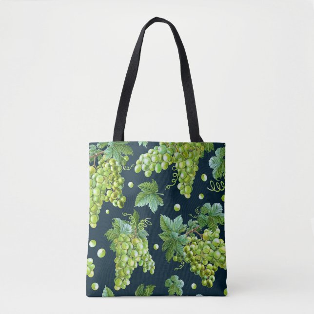 Bolsa Tote Grama Verde: Padrão Escuro de Aquarela (Frente)