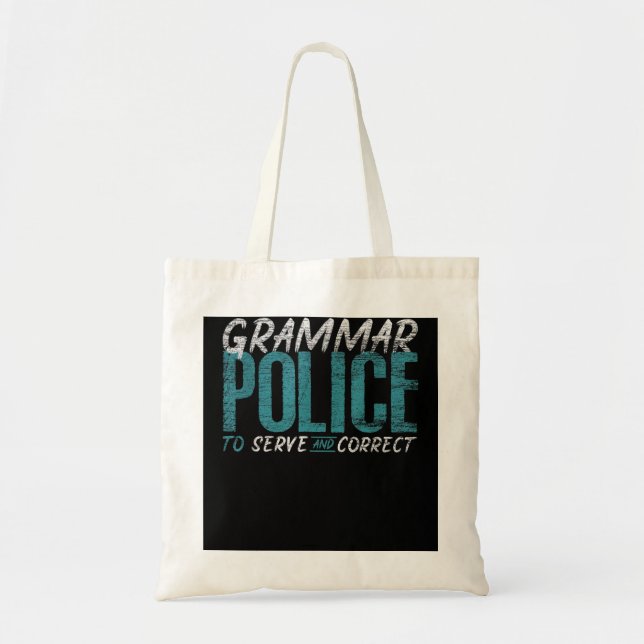 Bolsa Tote Grammar Polícia Engraçado Professor de Inglês (Frente)