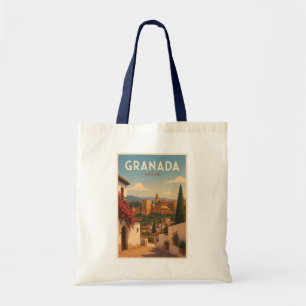 Bolsa Tote Granada Espanha Ilustração Arte de Viagem Alhambra