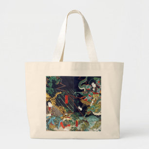 Bolsa Tote Grande 龍 虎, 豊 Dragão e Tiger, Toyokuni, Ukiyo-e