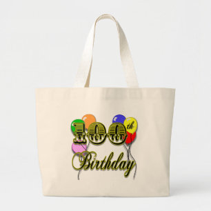 Bolsa Tote Grande 100th Sacola do aniversário com balões