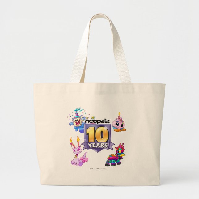 Bolsa Tote Grande 10o Logotipo do aniversário (Frente)