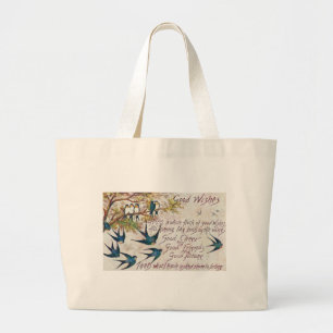 Bolsa Tote Grande 1908 bons pássaros do azul dos desejos