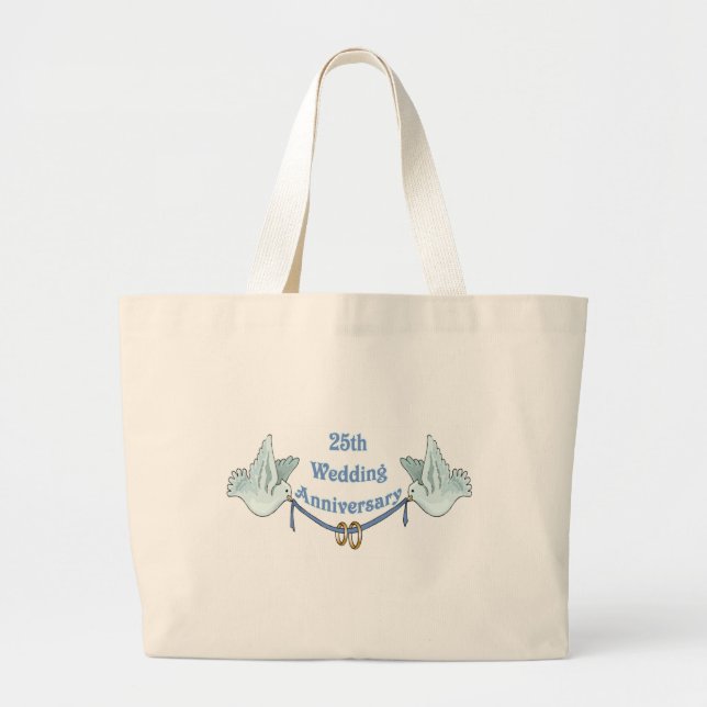 Bolsa Tote Grande 25os presentes w do aniversário de casamento (Frente)