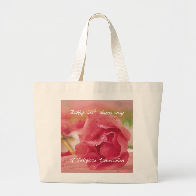 Bolsa Tote Grande 50.º Aniversário da Rosa de Conseção Religiosa (Frente)
