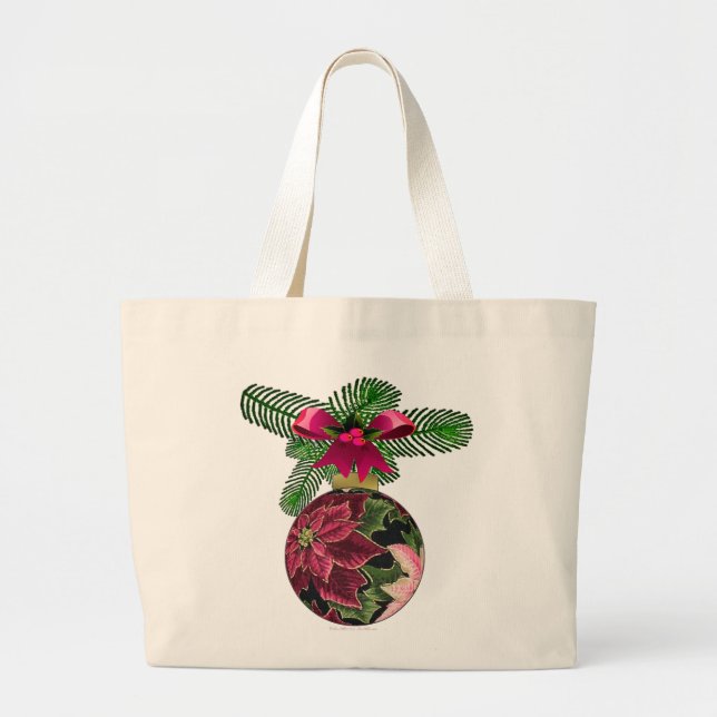Bolsa Tote Grande 50 Retro Poinsettia Borgonha (Frente)