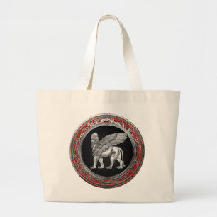 Bolsa Tote Grande [600] Leão Assírio - Silver Lamaçu