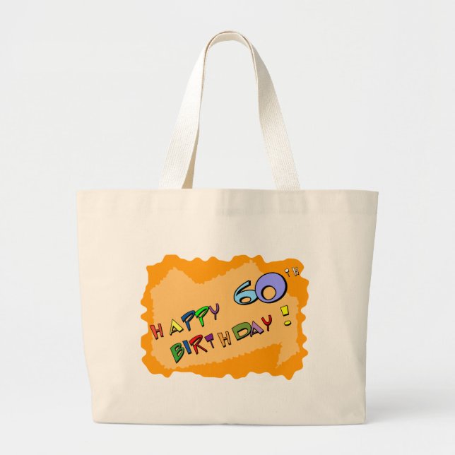 Bolsa Tote Grande 60th aniversário feliz! (Frente)