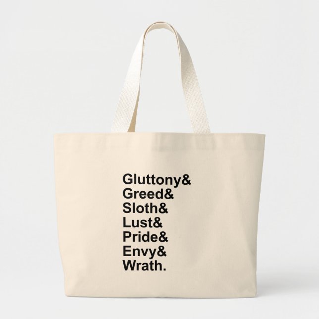 Bolsa Tote Grande 7 Pinos Mortais - Gluttony Lust Wrath Envelope (Frente)