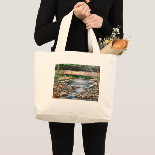 Bolsa Tote Grande A Arte Original Pintada à Mão de The Brook Paisage