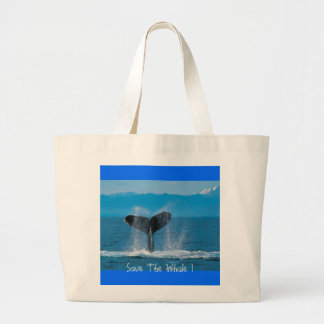 Bolsa Tote Grande A baleia de Humpback, salvar a baleia!