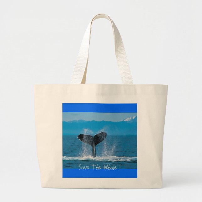 Bolsa Tote Grande A baleia de Humpback, salvar a baleia! (Frente)