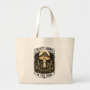 Bolsa Tote Grande A Beleza Cresce no Cogumelo Vintage Sombrio