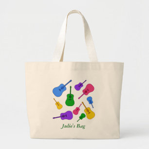 Bolsa Tote Grande A colagem colorida personalizada da guitarra