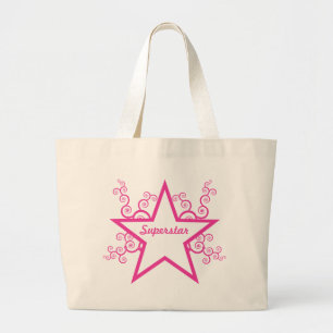 Bolsa Tote Grande A estrela mundial roda saco, rosa brilhante