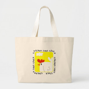 Bolsa Tote Grande A galinha diz o camiseta e os presentes do Cluck