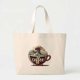 Bolsa Tote Grande A Grande Onda De Café