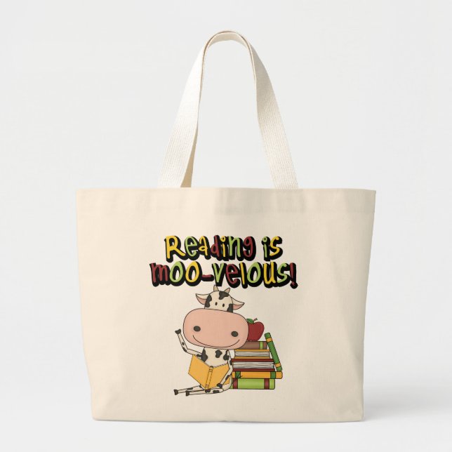 Bolsa Tote Grande A leitura é MOO-velous (Frente)