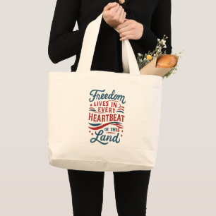 Bolsa Tote Grande A Liberdade Vive em Cada Batimento Cardíaco–citaçã