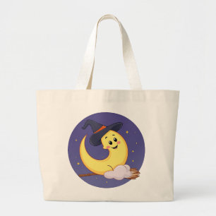 Bolsa Tote Grande A lua veste chapéu de bruxa