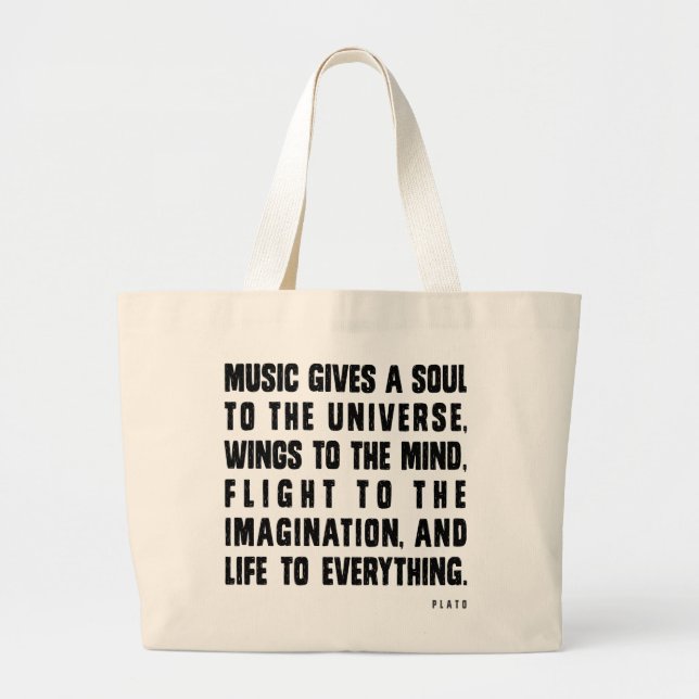 Bolsa Tote Grande A música dá uma alma ao universo (Frente)
