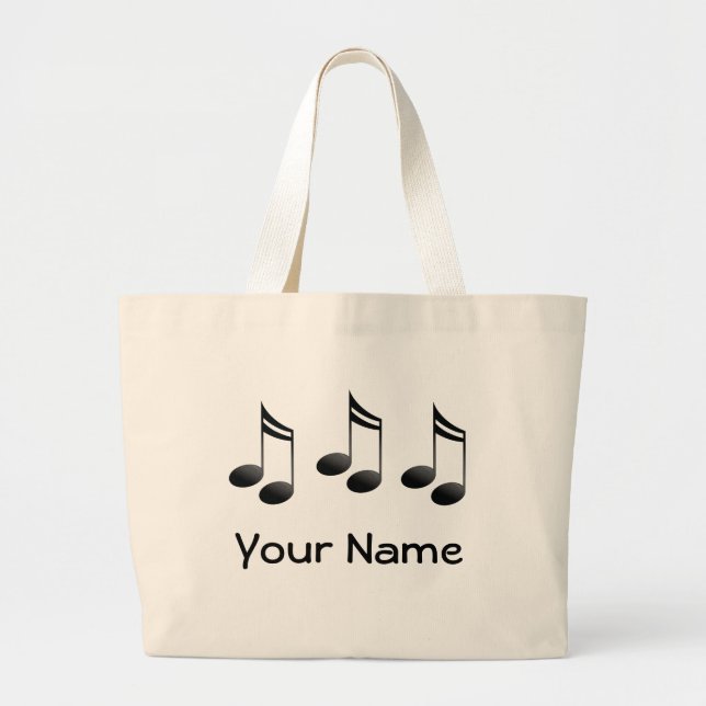 Bolsa Tote Grande A música personalizada nota a sacola (Frente)