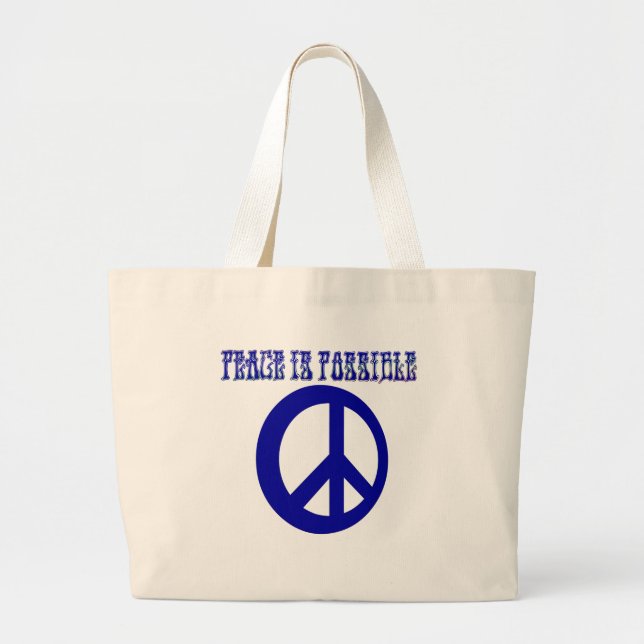 Bolsa Tote Grande A paz É possível (azul) (Frente)