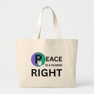 Bolsa Tote Grande A Paz é um Direito Humano Símbolo de Pomba e Ter