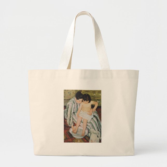 Bolsa Tote Grande A Pintura do Banho de Mary Cassatt Child (Frente)