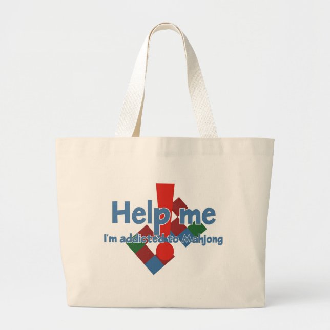 Bolsa Tote Grande A sacola do viciado de Mahjong (Frente)