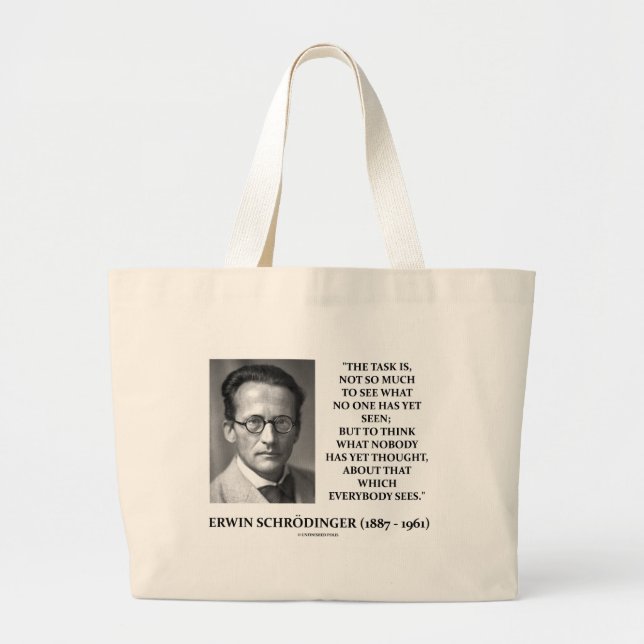 Bolsa Tote Grande A tarefa de Erwin Schrödinger não pensa ninguém (Frente)
