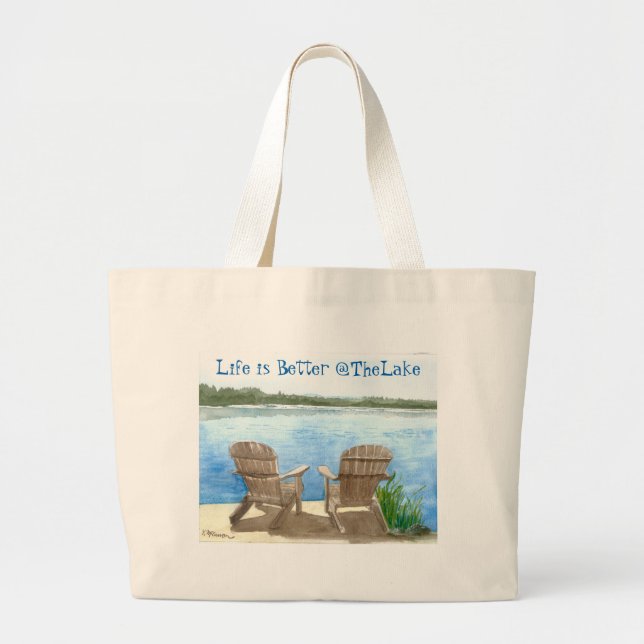 Bolsa Tote Grande A vida é melhor no lago (Frente)
