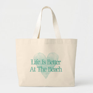 Bolsa Tote Grande A vida é melhor no saco de canvas de praia.