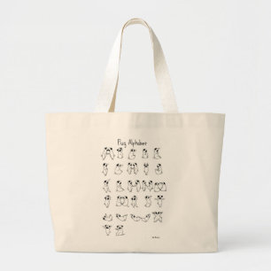 Bolsa Tote Grande A-Z do alfabeto do Pug