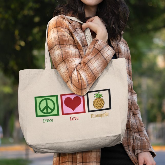 Bolsa Tote Grande Abacaxi do Amor pela Paz (Criador carregado)
