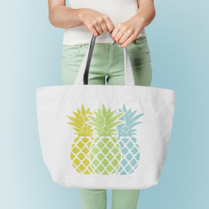 Bolsa Tote Grande Abacaxis coloridos