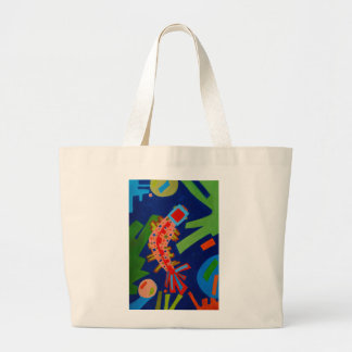 Bolsa Tote Grande abstração, peixe, carpa, cubismo,