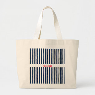 Bolsa Tote Grande Abstrack marinho Strips Sem Olhos