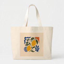 Bolsa Tote Grande Abstract Lemon Fruit Botanical Pattern Elegant Tot