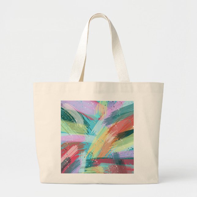 Bolsa Tote Grande Abstrato Art Pastel (Frente)