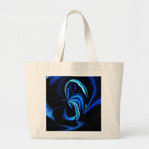 Bolsa Tote Grande Abstrato azul da borboleta