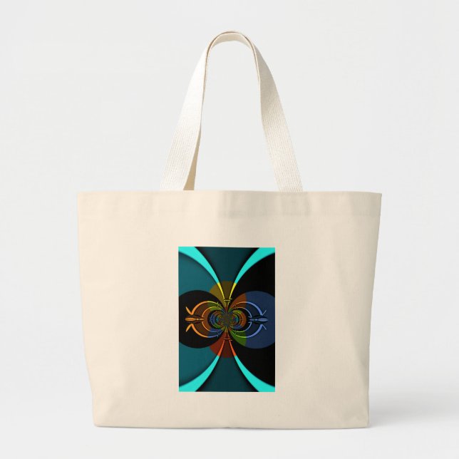 Bolsa Tote Grande Abstrato Color Burst Art Impressão (Frente)